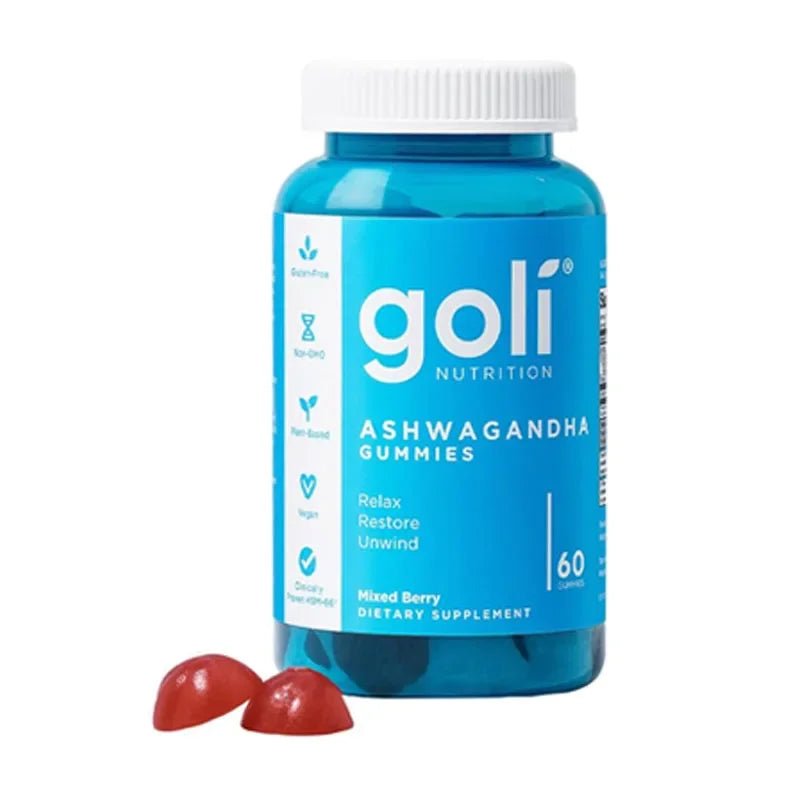 Goli Ashwagandha & Vitamin D Gummy - 60 Capsule - Mixed Berry, KSM - 66, Vegan, Plant Based, Non - GMO, Gluten - Free & Gelatin Free - FloraDigest Co.
