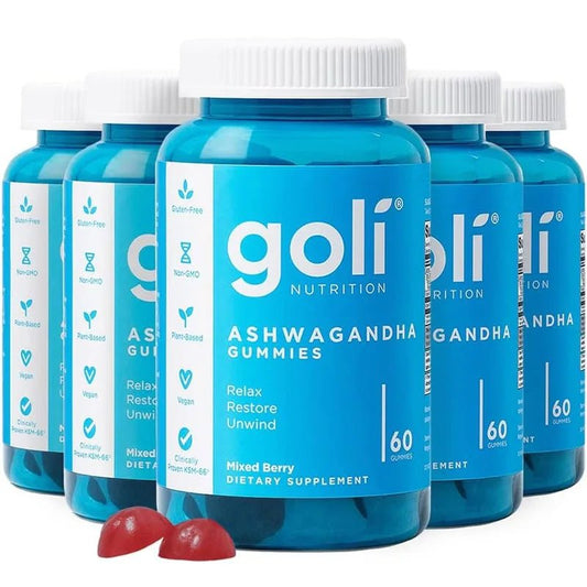 Goli Ashwagandha & Vitamin D Gummy - 60 Capsule - Mixed Berry, KSM - 66, Vegan, Plant Based, Non - GMO, Gluten - Free & Gelatin Free - FloraDigest Co.