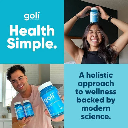 Goli Ashwagandha & Vitamin D Gummy - 60 Capsule - Mixed Berry, KSM - 66, Vegan, Plant Based, Non - GMO, Gluten - Free & Gelatin Free - FloraDigest Co.