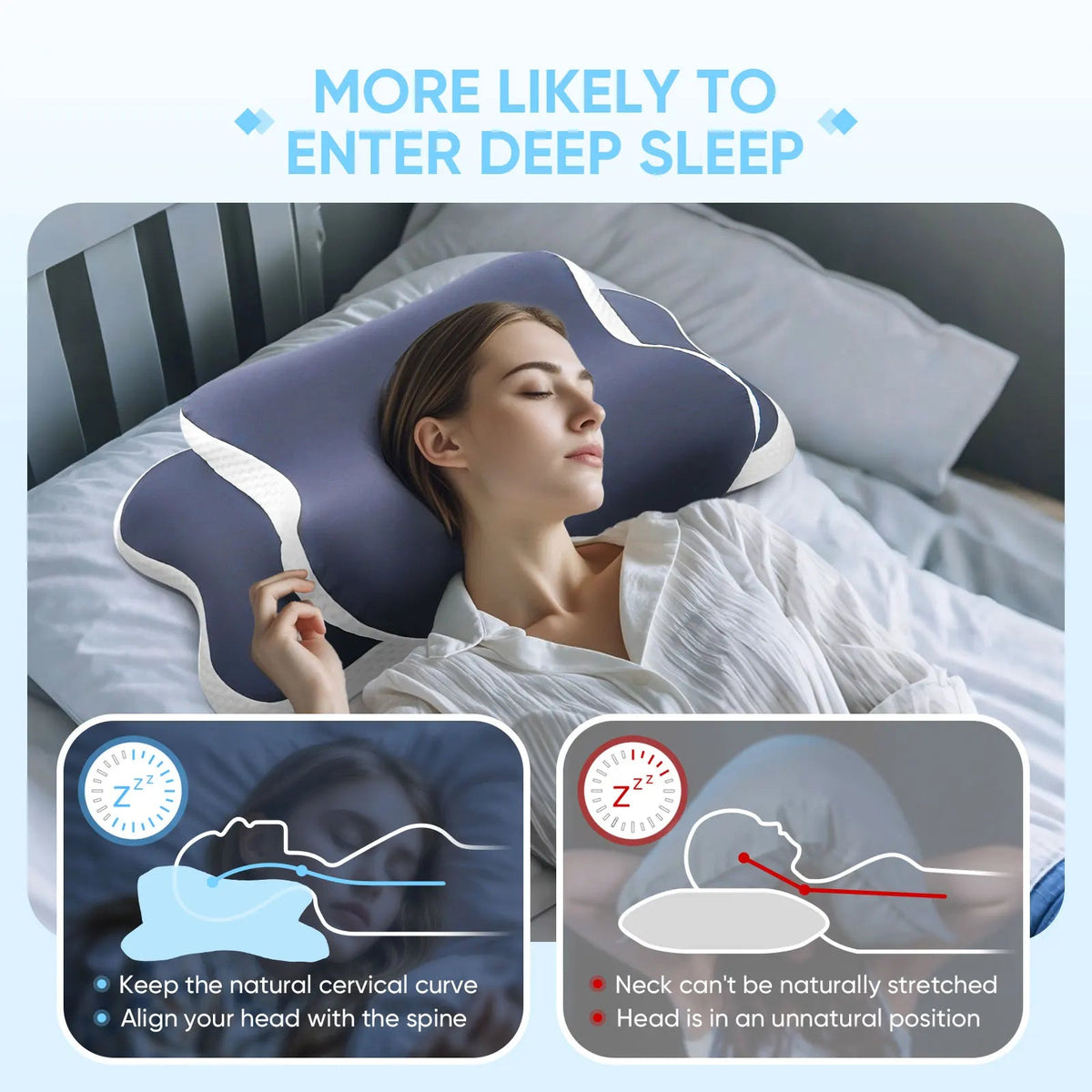 Memory Foam Pillow Cervical Pillow Neck Pain Relief Contour Ergonomic Orthopedic Neck Support for Side Back Stomach Sleeper Gift - FloraDigest Co.