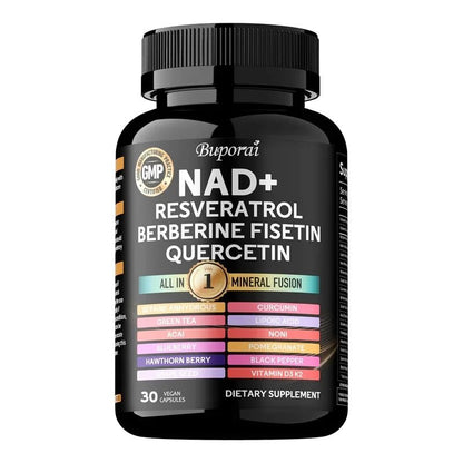 NAD+, Resveratrol, Quercetin, Berberine Fisetin - Cellular Health, Healthy Aging, Vitamin K2, Vitamin D3, One - stop Approach,1000mg - FloraDigest Co.