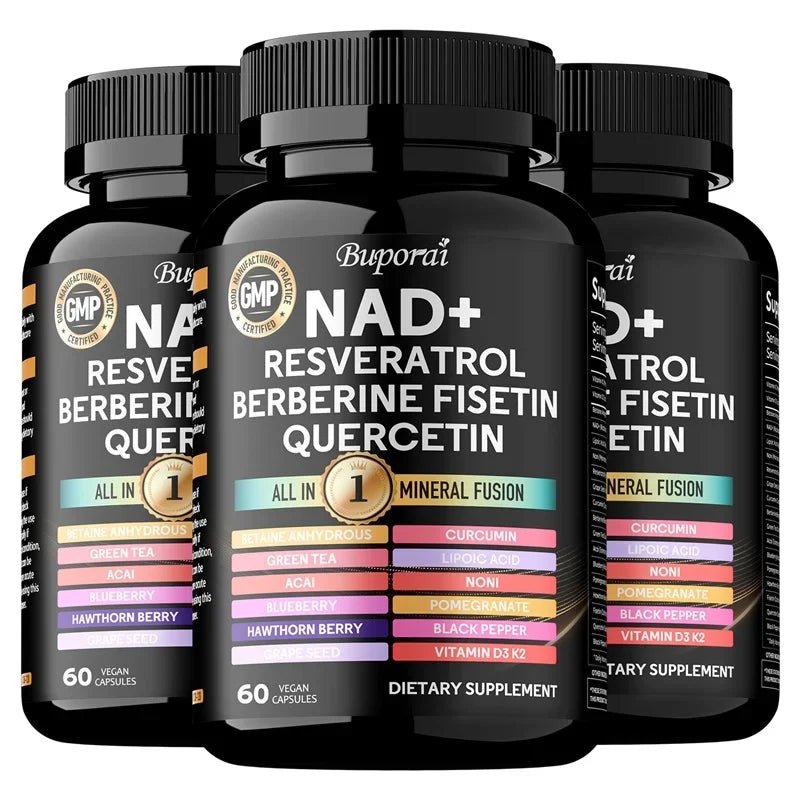 NAD+, Resveratrol, Quercetin, Berberine Fisetin - Cellular Health, Healthy Aging, Vitamin K2, Vitamin D3, One - stop Approach,1000mg - FloraDigest Co.