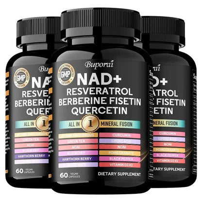 NAD+, Resveratrol, Quercetin, Berberine Fisetin - Cellular Health, Healthy Aging, Vitamin K2, Vitamin D3, One - stop Approach,1000mg - FloraDigest Co.