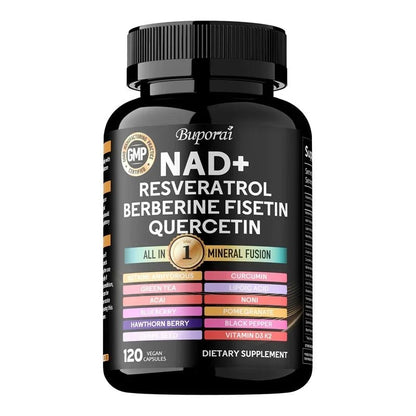 NAD+, Resveratrol, Quercetin, Berberine Fisetin - Cellular Health, Healthy Aging, Vitamin K2, Vitamin D3, One - stop Approach,1000mg - FloraDigest Co.