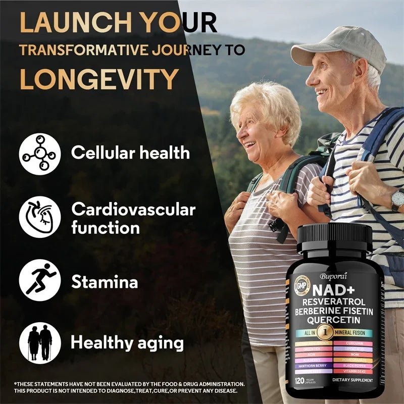NAD+, Resveratrol, Quercetin, Berberine Fisetin - Cellular Health, Healthy Aging, Vitamin K2, Vitamin D3, One - stop Approach,1000mg - FloraDigest Co.