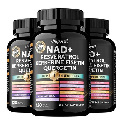 NAD+, Resveratrol, Quercetin, Berberine Fisetin - Cellular Health, Healthy Aging, Vitamin K2, Vitamin D3, One - stop Approach,1000mg - FloraDigest Co.