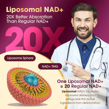 NAD supplement pure organic liposome NAD+containing resveratrol supplement - enhances NAD+anti - aging, energy, and focus - FloraDigest Co.