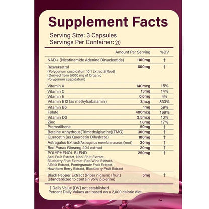 NAD supplement pure organic liposome NAD+containing resveratrol supplement - enhances NAD+anti - aging, energy, and focus - FloraDigest Co.