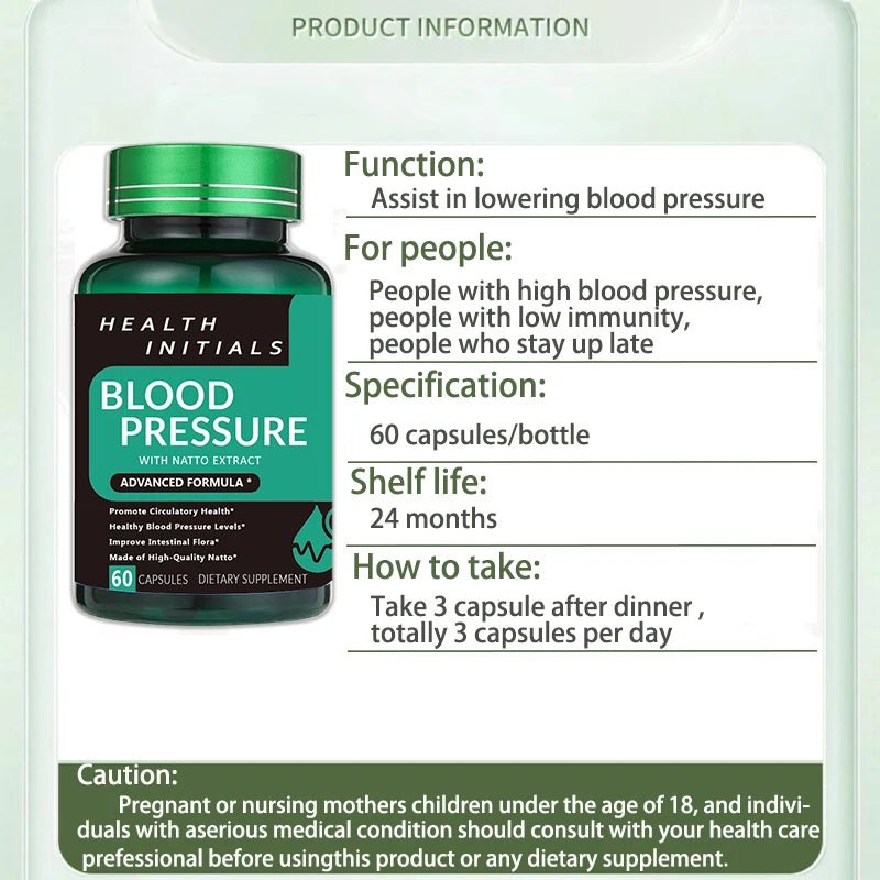 Nattokinase Capsules Blood Vessel Clean Dissolve Blood Clots Lowering Pressure Prevent Arteriosclerosis Improve Vascular Health - FloraDigest Co.