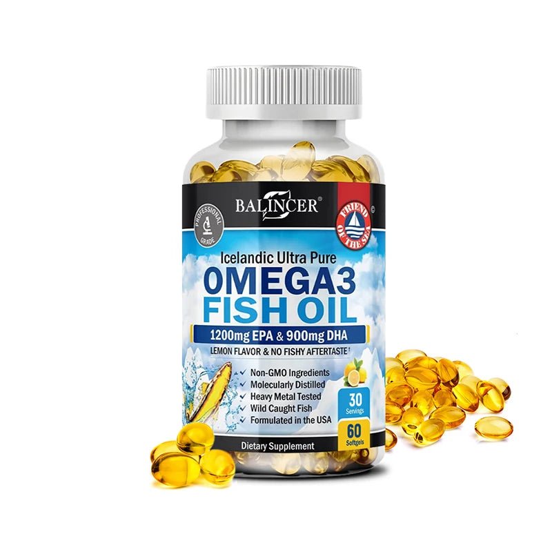 Omega - 3 Fish Oil Supplement - with EPA & DHA - Supports Heart and Brain Health Omega 3 Fatty Acids 120 Capsules - FloraDigest Co.