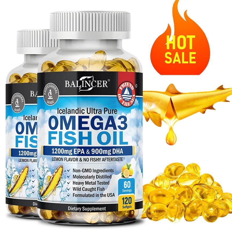 Omega - 3 Fish Oil Supplement - with EPA & DHA - Supports Heart and Brain Health Omega 3 Fatty Acids 120 Capsules - FloraDigest Co.