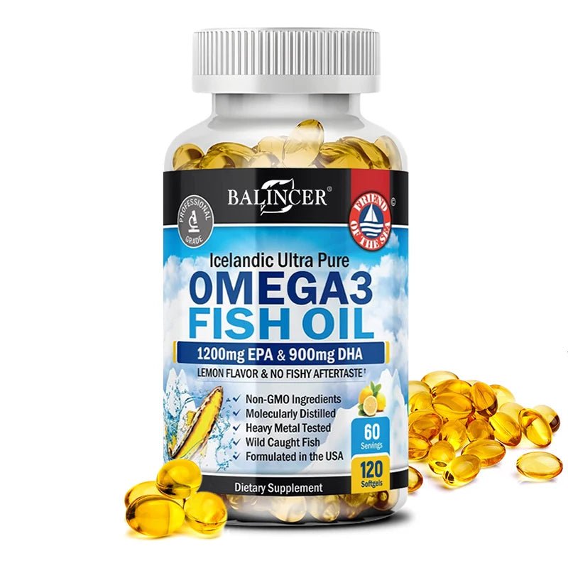 Omega - 3 Fish Oil Supplement - with EPA & DHA - Supports Heart and Brain Health Omega 3 Fatty Acids 120 Capsules - FloraDigest Co.