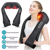 Shiatsu Neck and Shoulder Massager Heated Back Massager U Shape Deep Kneading Electric Massage Pillow For Neck Waist Leg Body - FloraDigest Co.