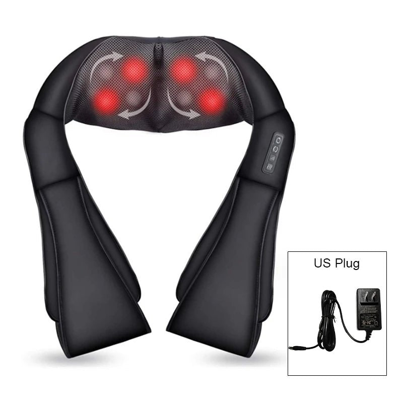 Shiatsu Neck and Shoulder Massager Heated Back Massager U Shape Deep Kneading Electric Massage Pillow For Neck Waist Leg Body - FloraDigest Co.
