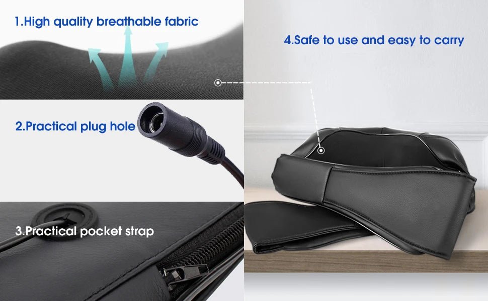 Shiatsu Neck and Shoulder Massager Heated Back Massager U Shape Deep Kneading Electric Massage Pillow For Neck Waist Leg Body - FloraDigest Co.